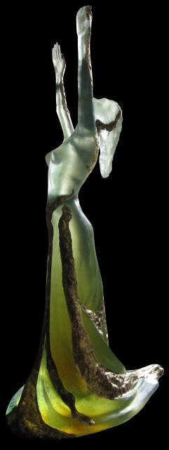 Wasserfrau. Opalguss mit Gold. Skulptur von Annemarie Waibel. 90cm