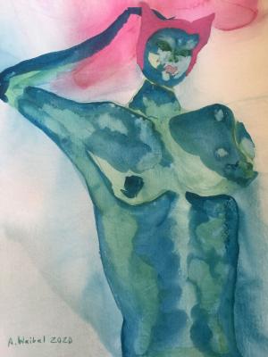 Pussyhat. Digitaldruck von Aquarell von Annemarie Waibel(Limitierte Auflage)