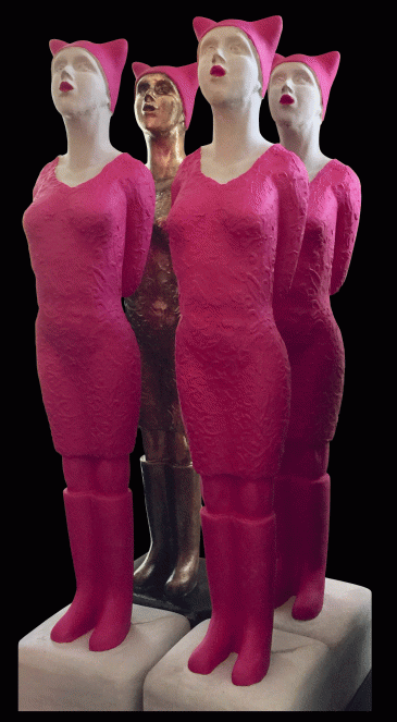 Pussyhats. Skulptur von Annemarie Waibel