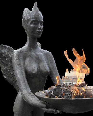Feuerfrau, Skulkptur von Annemarie Waibel, 240cm