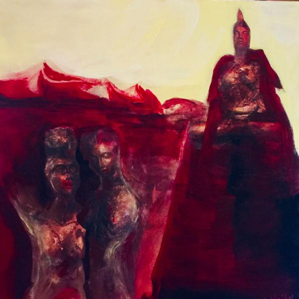 Die Buddha. Acrylbild von Annemarie Waibel